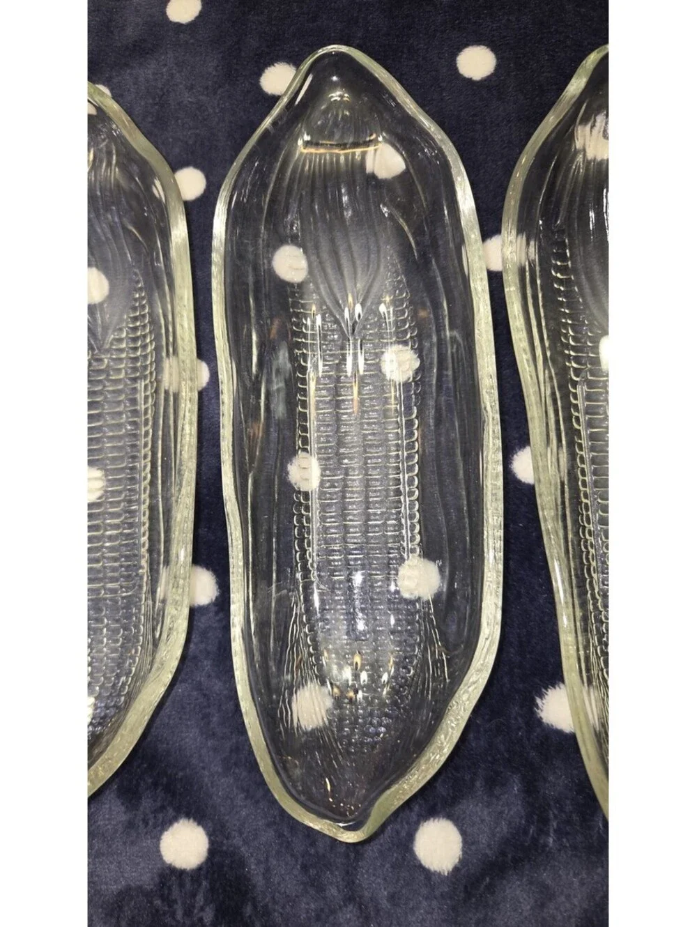 Vintage Indiana Glass Corn On The Cob Dishes Set Of 4 Clear Pressed Glass